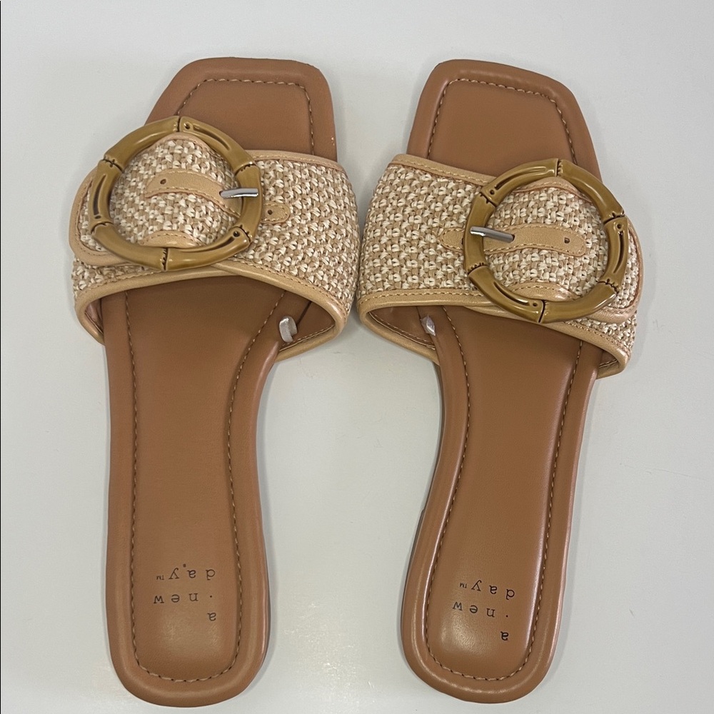 a new day Tan Woven Sandals with Buckle